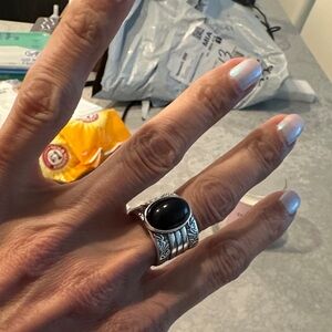 Silver Ring with Black Stone Ring